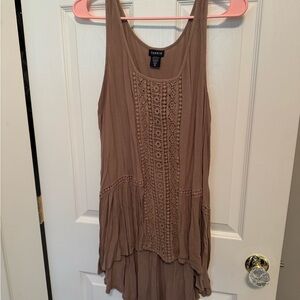 Torrid Tan Sleeveless Tunic with Lace Accents